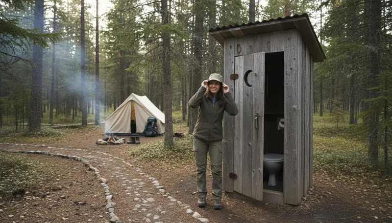 Illustration of privy: an outdoor toilet