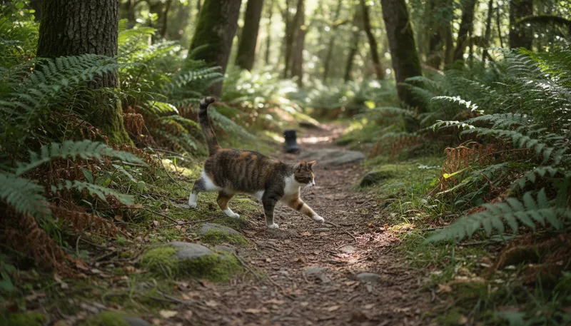 Illustration of stray: To wander away from the correct path.