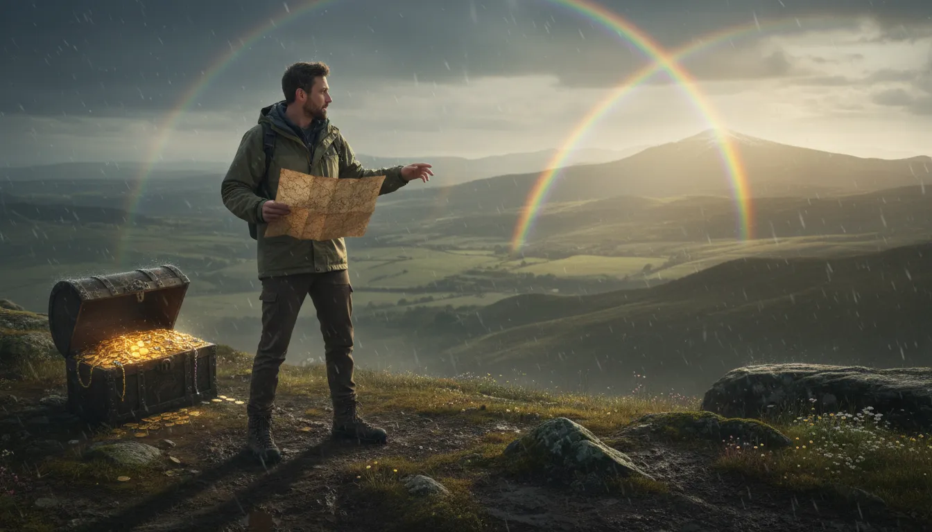chase a rainbow 일러스트: To pursue something unattainable.