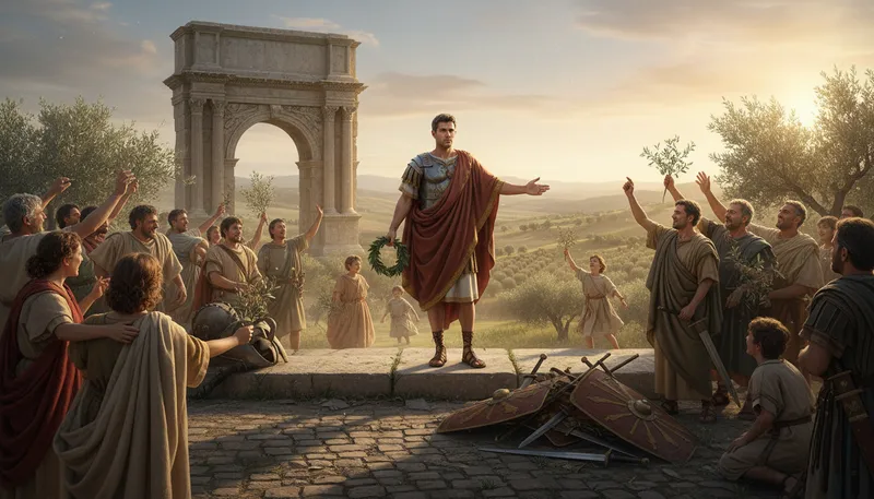 Illustration of octavian: The name of the first Roman emperor, Augustus.