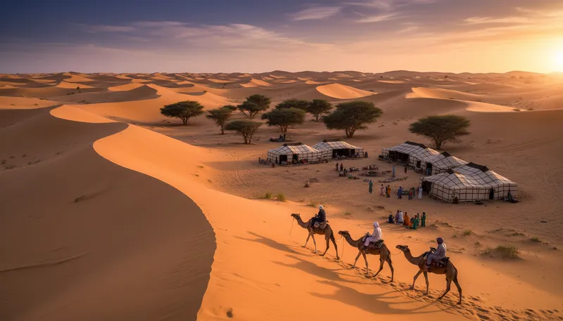 Illustration of mauritania: A country in West Africa known for deserts.