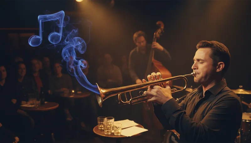 Illustration of blue note: a note played at a slightly lower pitch.