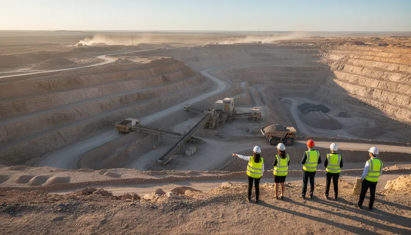Illustration of mines and minerals: natural resources extracted from the earth.