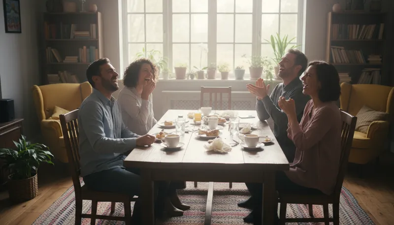 Illustration of table talk: casual conversation at a meal