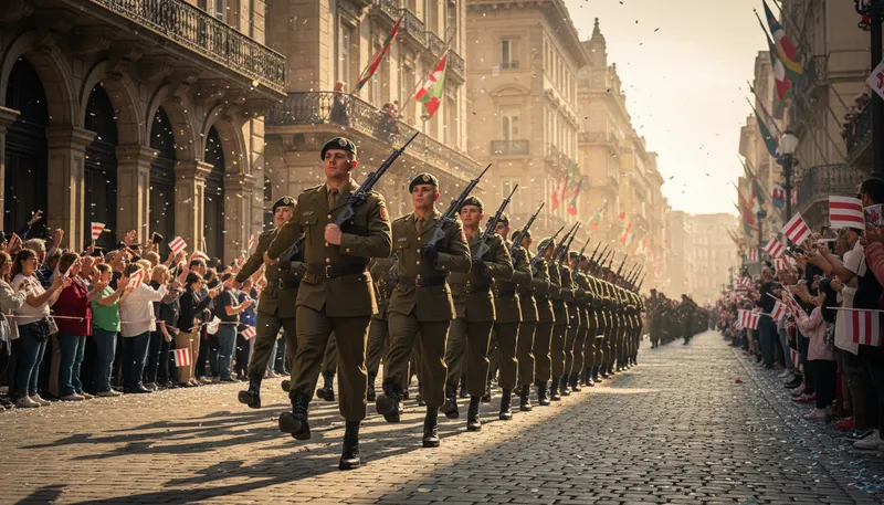 Illustration of military: a group of soldiers or armed forces