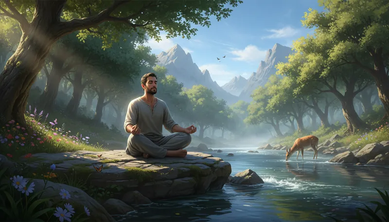 Illustration of in the here and now: focusing on the present moment