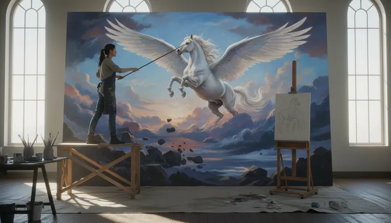 Illustration of pegasus: A mythical winged horse from Greek mythology.