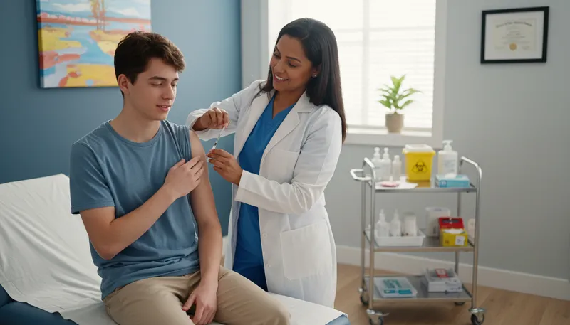 Illustration of vaccination: A shot to prevent disease.