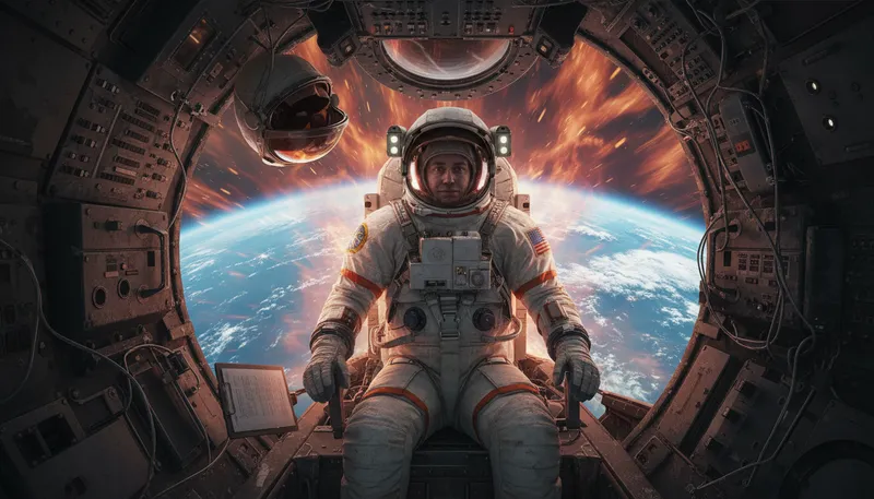Illustration of reentry: The act of entering again after leaving.