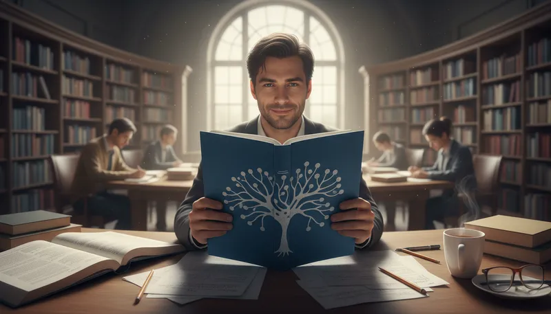 Illustration of scholar: A person who studies deeply.