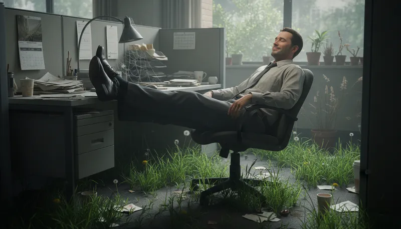 Illustration of let the grass grow under one's feet: Delay taking action or making a decision.