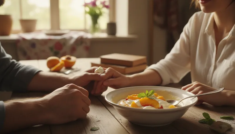 Illustration of peaches and cream: something very pleasant or perfect.
