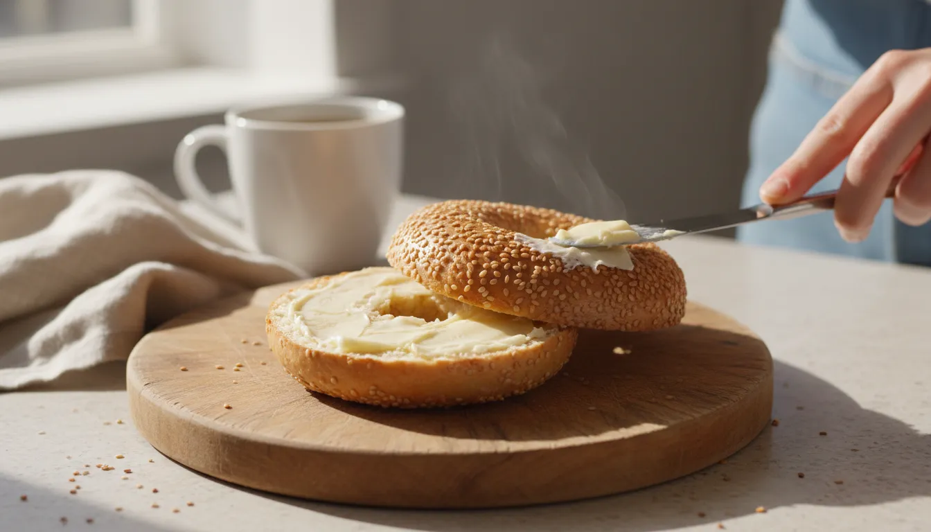 bagel-এর ইলাস্ট্রেশন: A round bread with a hole in the middle.