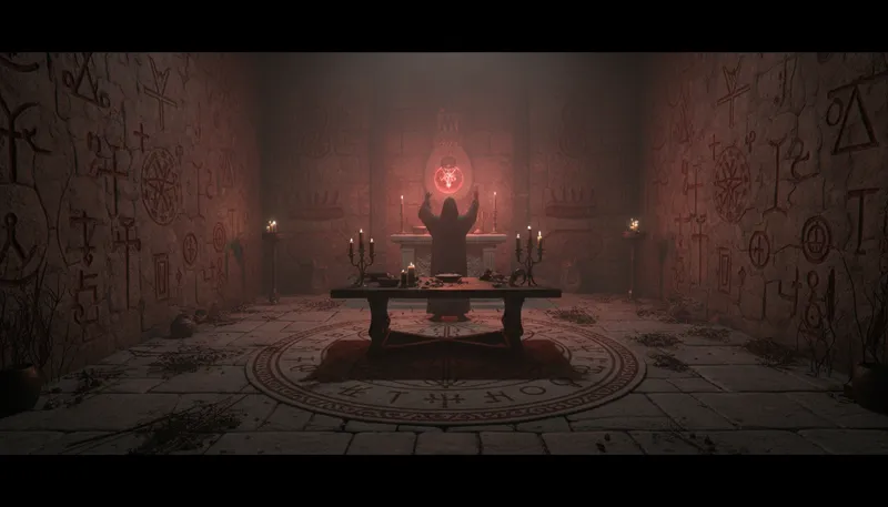 Illustration of satanic: Relating to Satan or wicked practices.