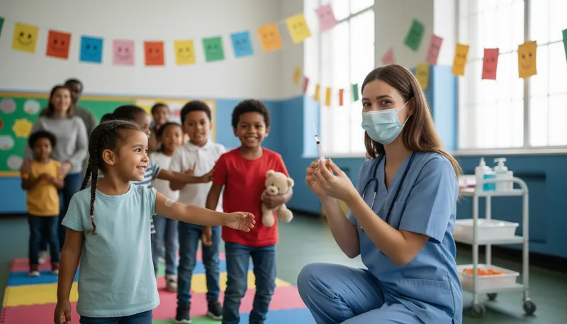 Illustration of inoculation: Introducing a vaccine to stimulate immunity.
