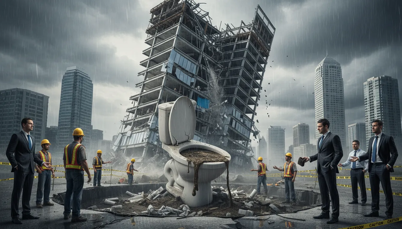 Ilustrasi go down the pan: to fail completely or be wasted