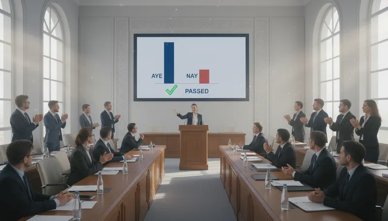 Illustration of the ayes have it: The majority agrees or supports something.