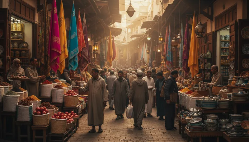 Illustration of medina: A city or town in North Africa or Arabia.