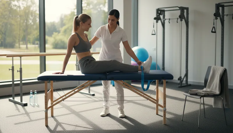 Illustration of physiotherapy: Treatment to restore movement and function in patients.