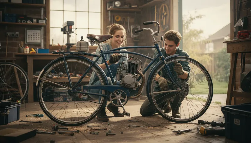 Illustration of motorize: To equip something with a motor for movement.