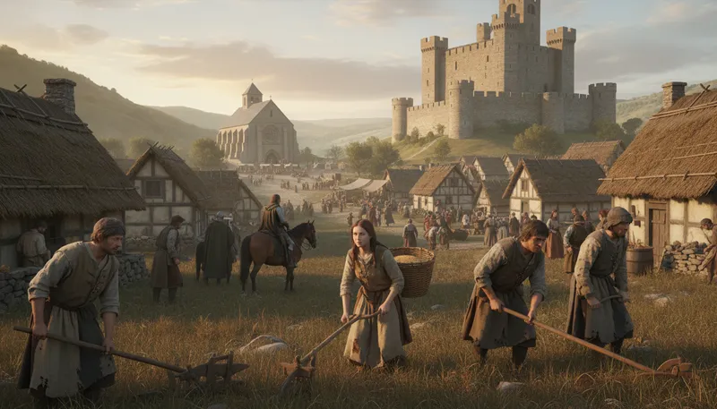 Illustration of feudalism: A social system based on land ownership.