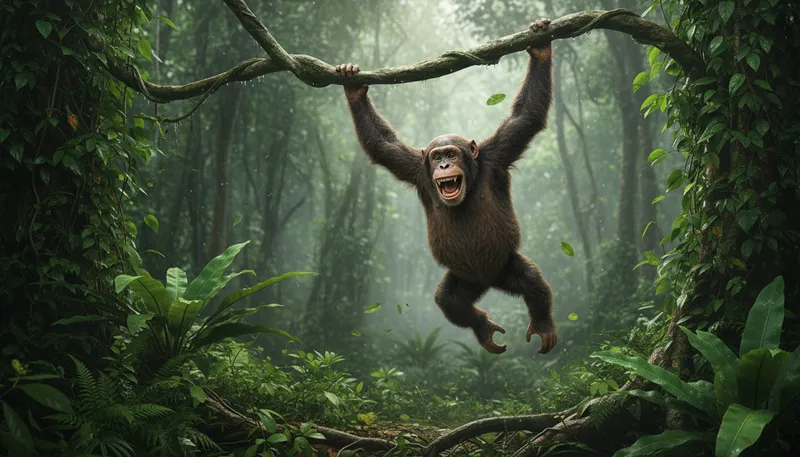 Illustration of chimpanzee: A highly intelligent primate closely related to humans.