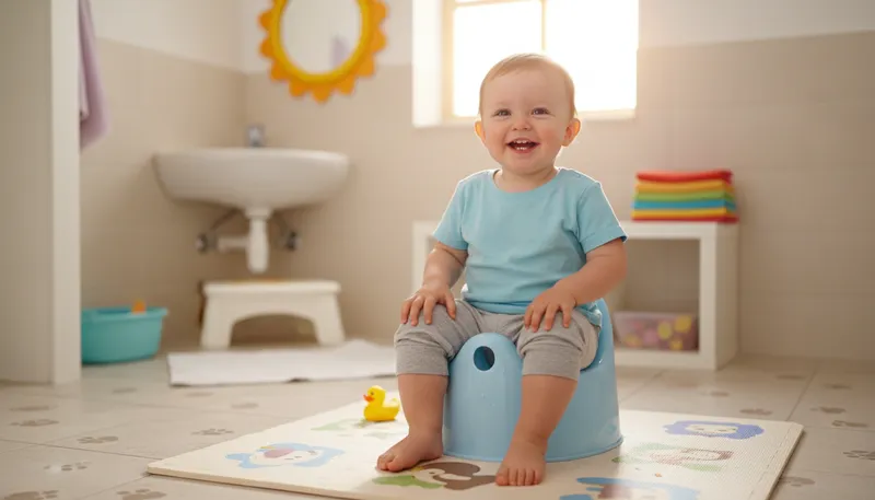 Illustration of potty: A small toilet for young children.