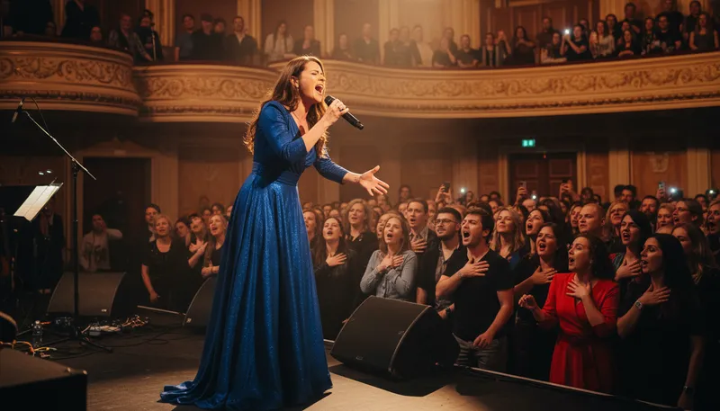 Illustration of singer: A person who sings.