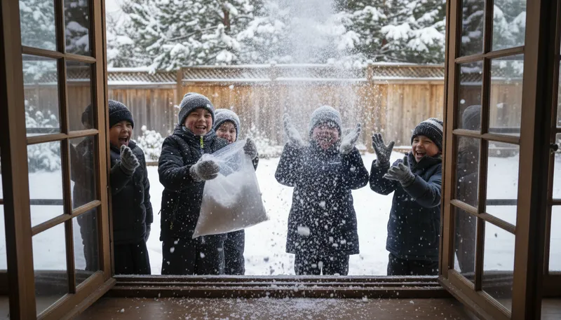 Illustration of let it snow: to allow snowfall without interference