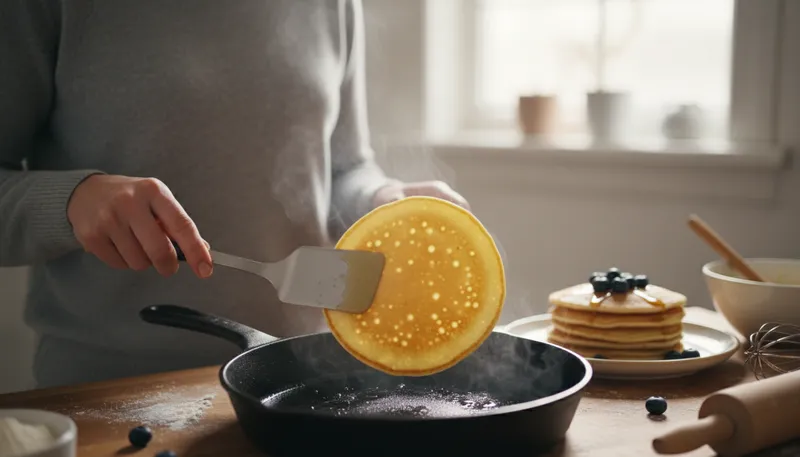 Illustration of skillet: A flat pan used for cooking.