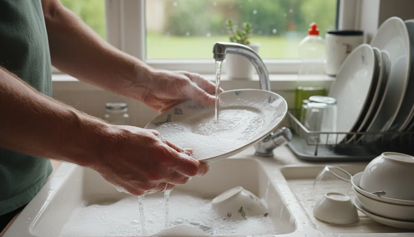 Ilustración de dishpan hands: dry, rough hands from washing dishes