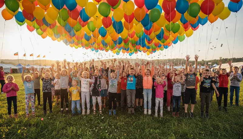 Illustration of jamboree: A large celebration or gathering, often festive.