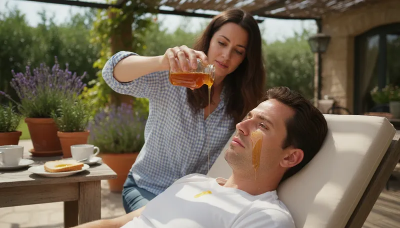 Illustration of pour honey in one's ear: Flatter someone insincerely.