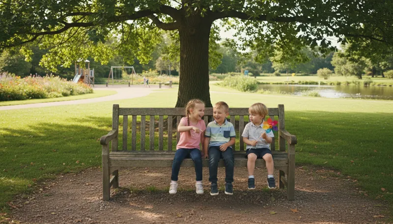 Illustration of bench: A long seat for multiple people.