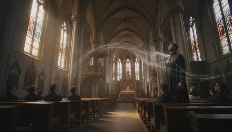 Illustration of cantor: A person who leads singing in a religious service.