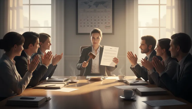 Illustration of ratify: Approve formally by voting.