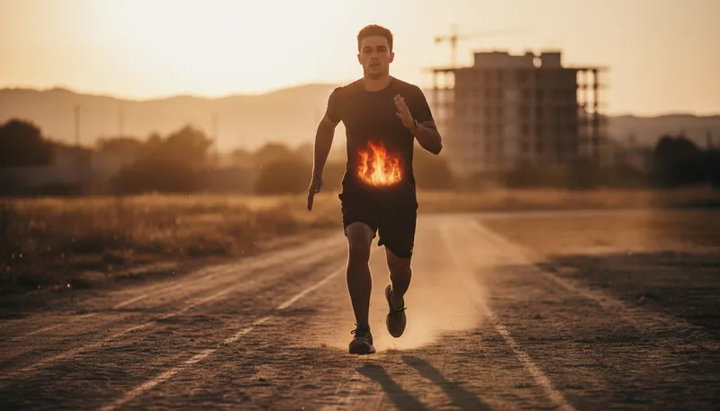Illustration of fire in the belly: strong determination and passion