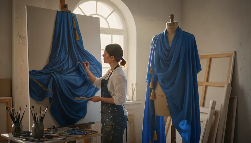 Illustration of drapery: Fabric arranged in a graceful manner.