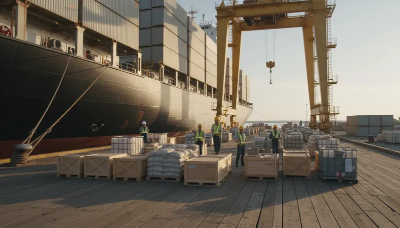 Illustration of free alongside ship: Goods placed next to the ship for loading.