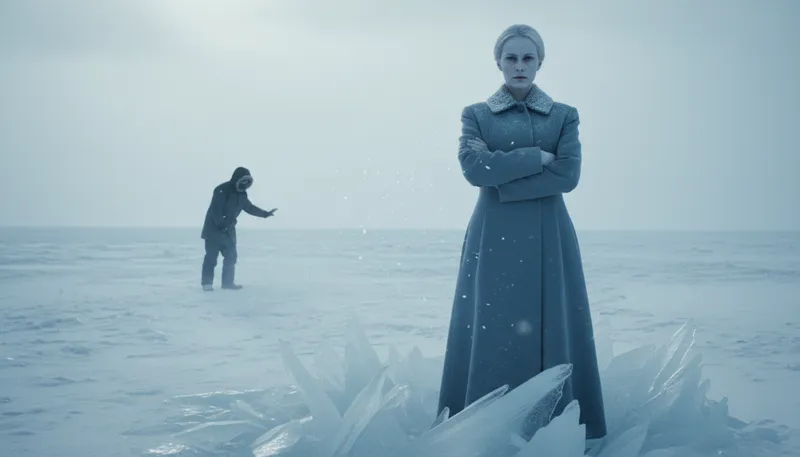 Illustration of glacial: cold and unfriendly