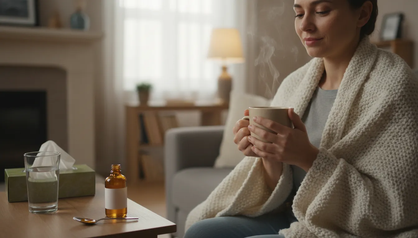 soften someone's cough-এর ইলাস্ট্রেশন: make a cough less harsh or painful.