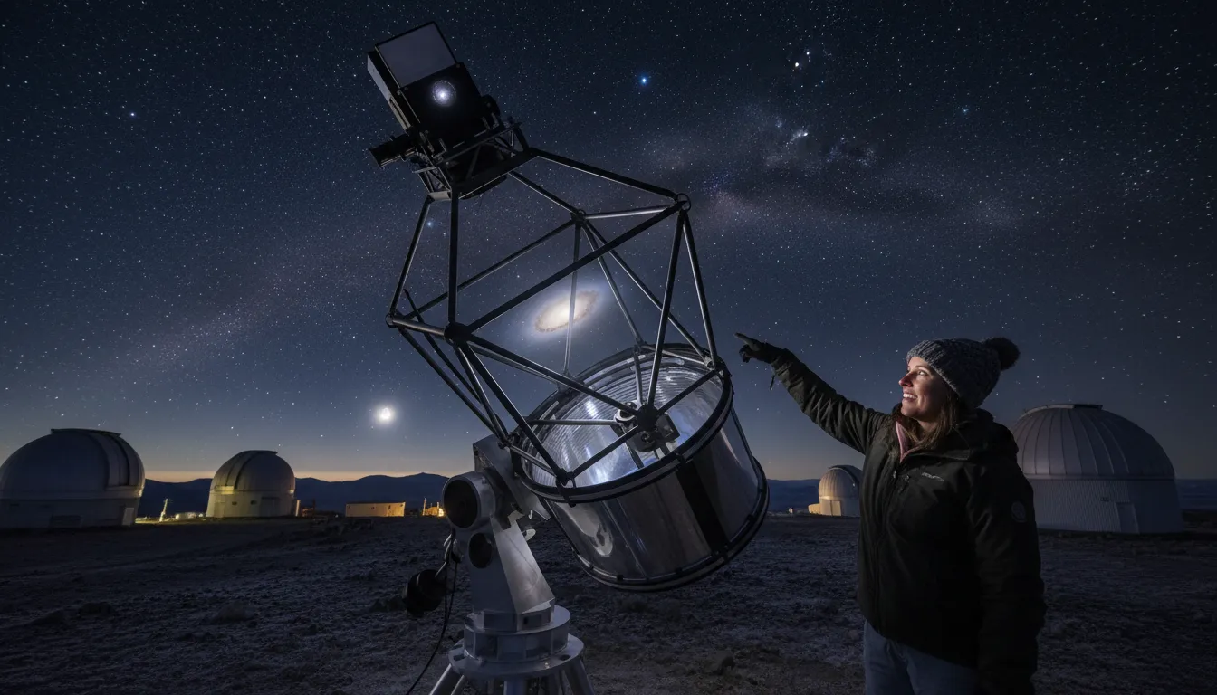 Illustrazione di light bucket: a large telescope used in astronomy