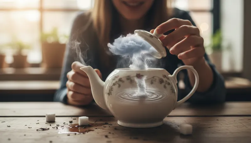 Illustration of tempest in a teapot: a small problem made to seem big.