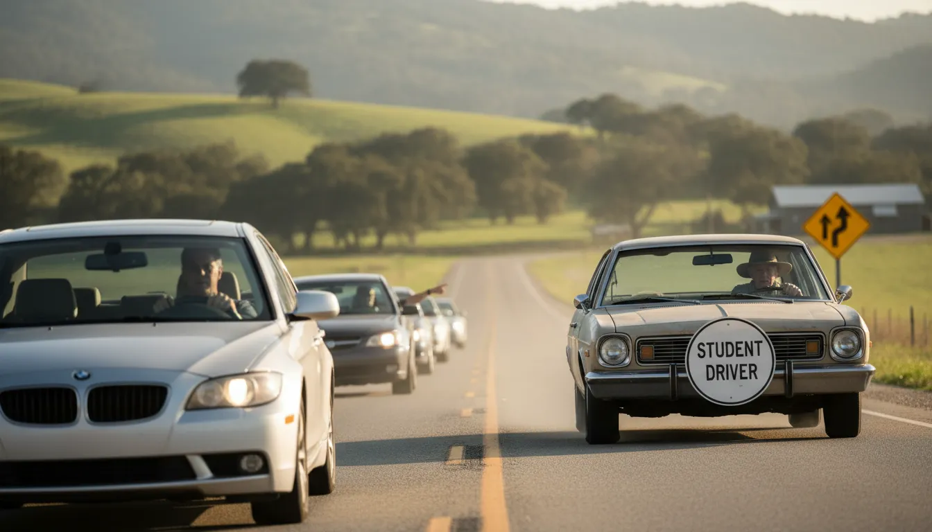 Ilustração de Sunday driver: someone who operates a vehicle very slowly and poorly