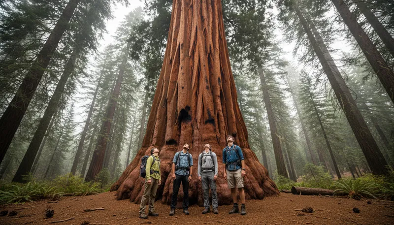 Illustration of sequoia: a giant tree native to California