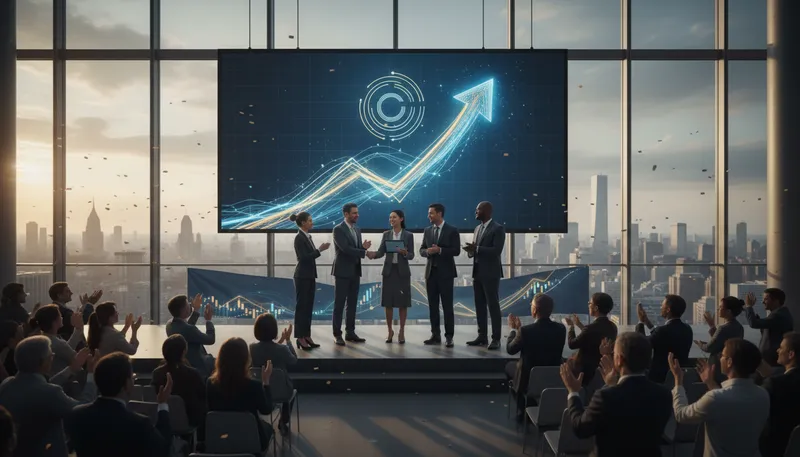 Illustration of go public: offer shares of a company on the stock market