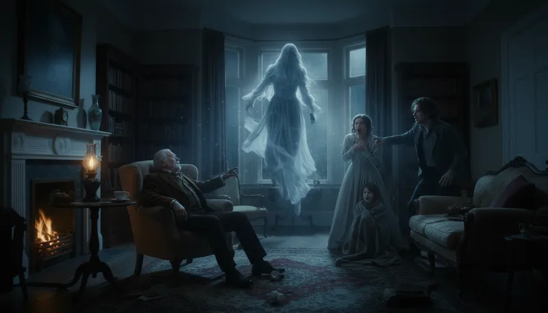 Illustration of visitation: supernatural appearance or visit by a spirit