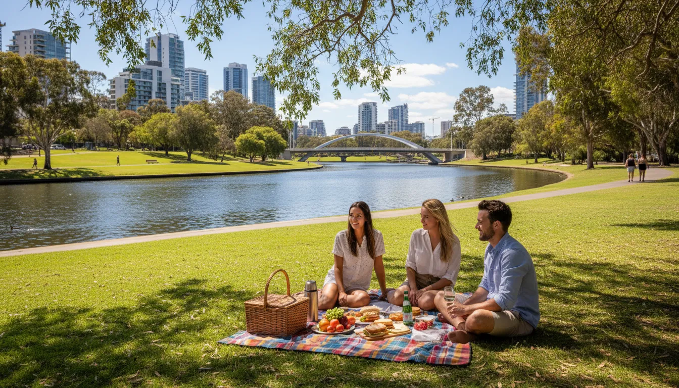 Ilustración de Parramatta: A suburb in Sydney, Australia, known for its parks.