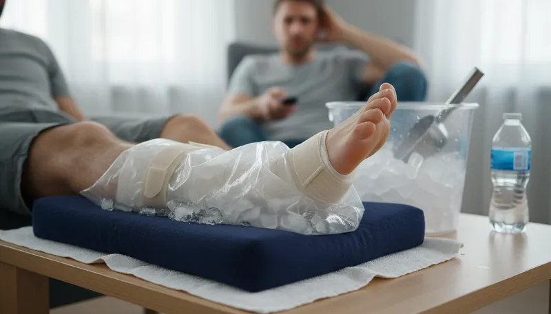Illustration of cold treatment: medical therapy using cold methods