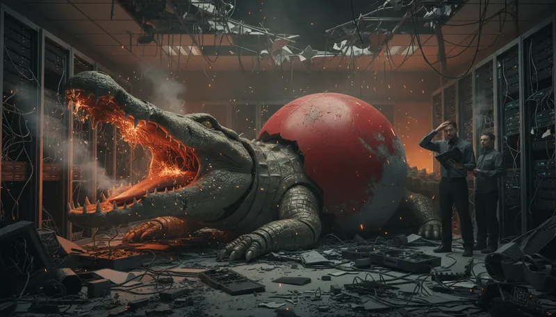 Illustration of bite the big one: experience a major failure or setback.